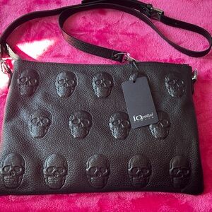 Edgy Black Skull Embossed Crossbody Bag